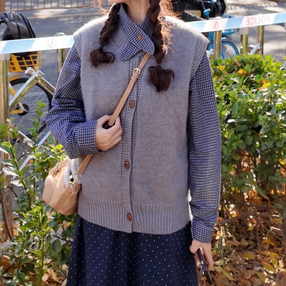 Boutique 9 Gray Sweater Cardigan and Collard Shirt